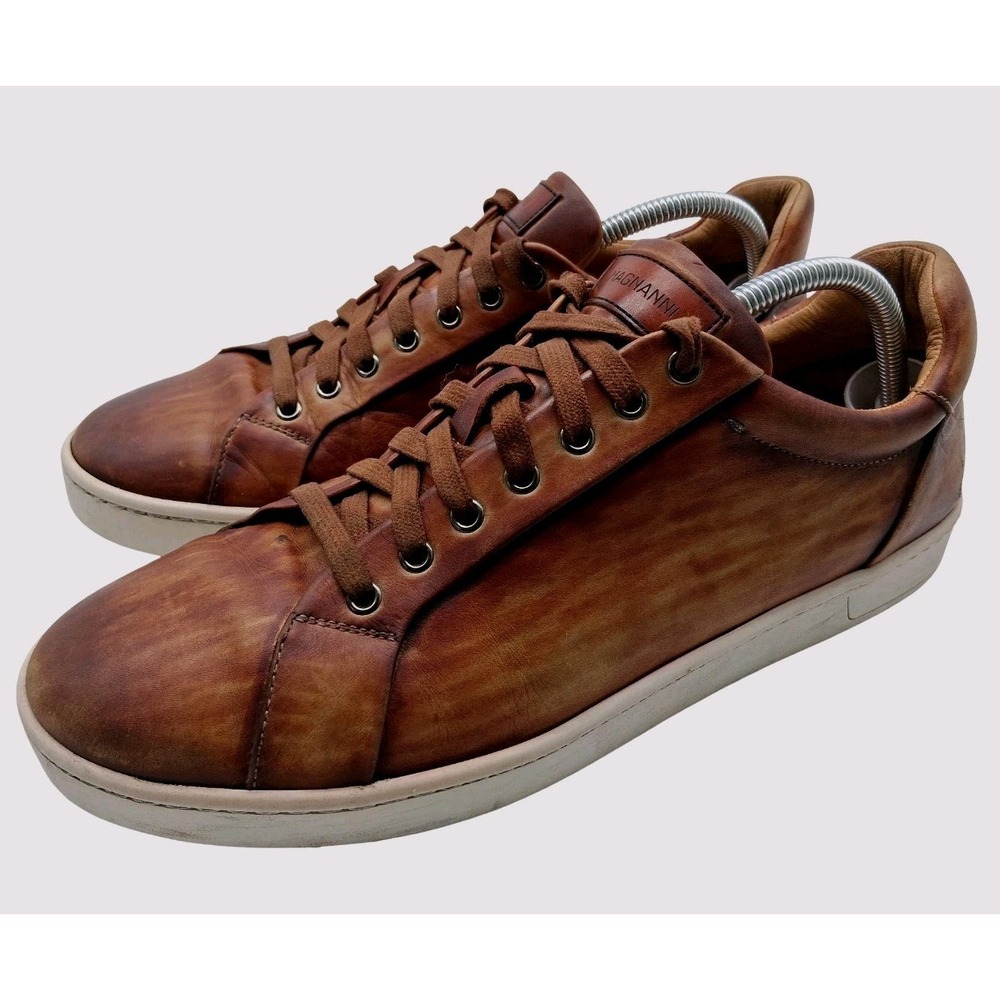 Magnanni Shoes Mens Size 11 Brown Leather Low Top Casual Comfort Sneakers 20837
